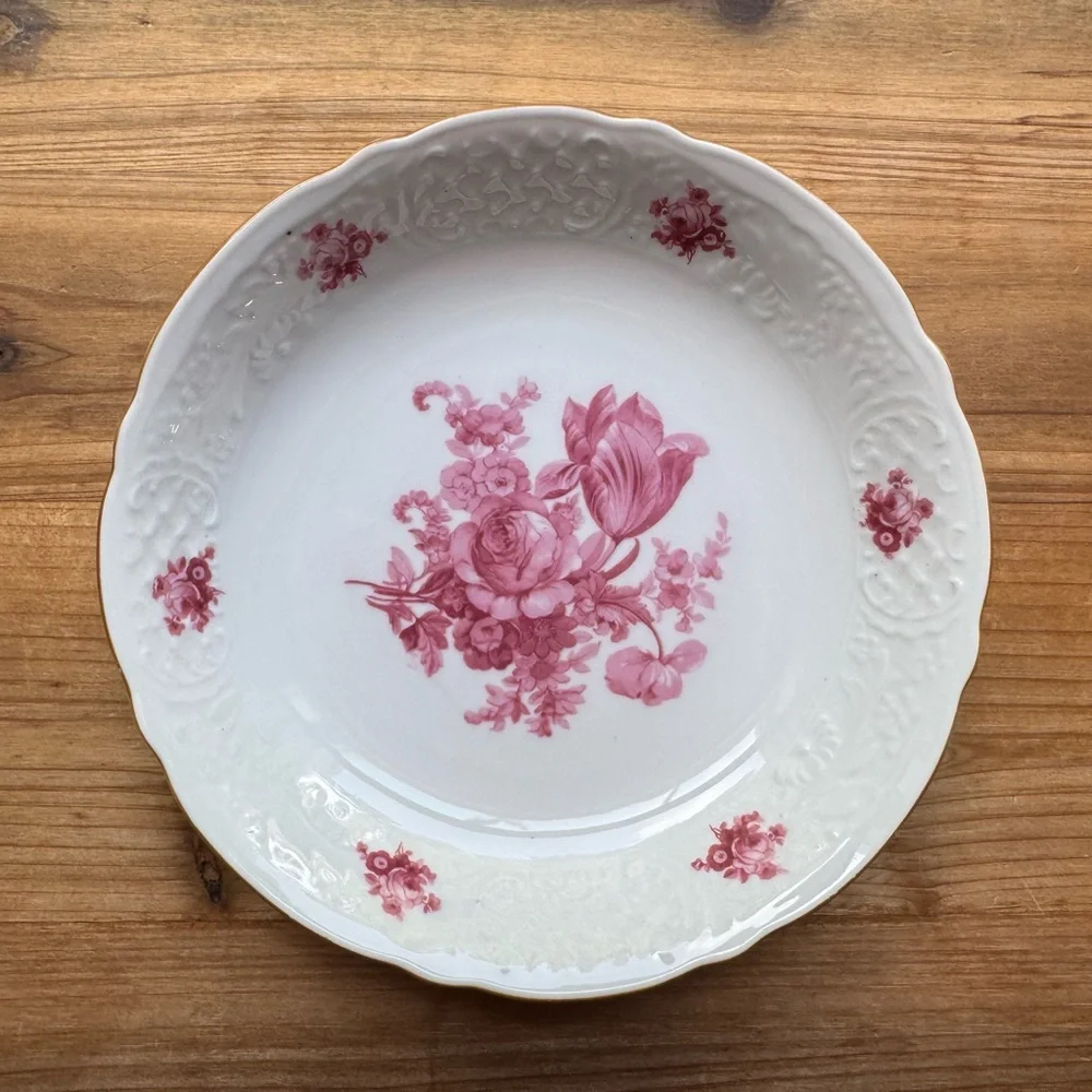 Schumann Bavaria China Soup Bowl Pink Floral Design Rare